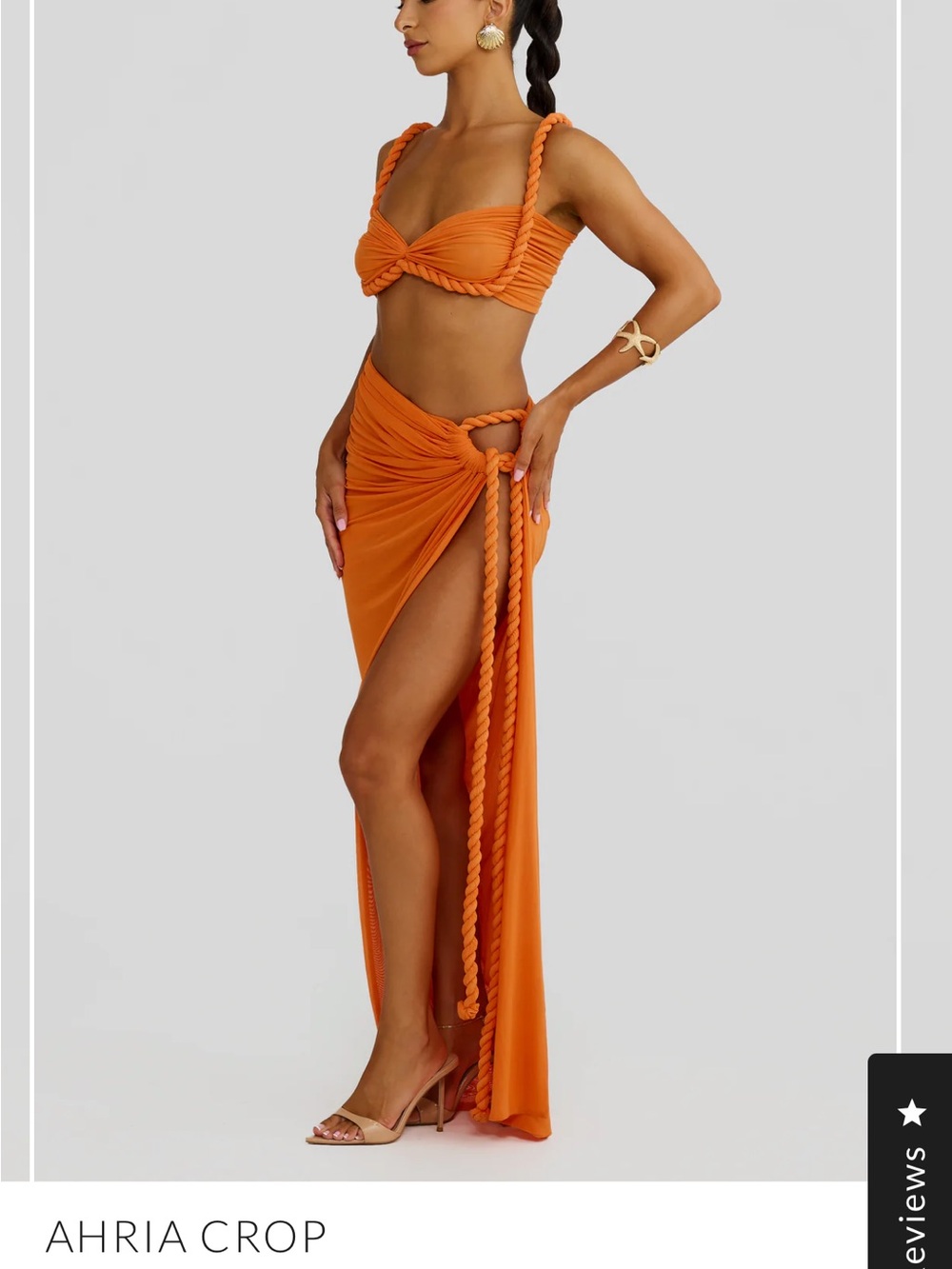 Melani Crop Orange Rope-Trim Bikini & Sarong Set - Picture 2 of 9